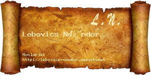 Lebovics Nándor névjegykártya